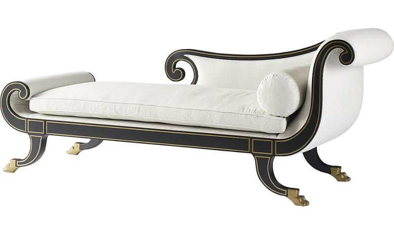 curvy chaise white black and gold