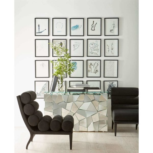 modern abstract console table with glass